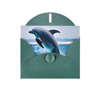 YYHWHJDE Dark Green Greeting Card Jumping up dolphins Prints for Christmas, Children's Birthday, Valentine's Day, and Party Invitation