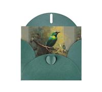 YYHWHJDE Dark Green Greeting Card Kingfisher on the branch Pattern for Christmas, Children's Birthday, Valentine's Day, and Party Invitation