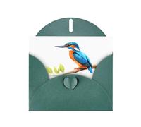 YYHWHJDE Dark Green Greeting Card Kingfisher on the branch Pattern for Festive Birthday Party Invitation