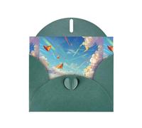YYHWHJDE Dark Green Greeting Card Kite in the sky Pattern for Festive Birthday Party Invitation