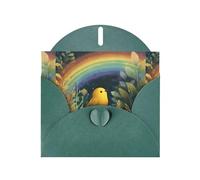 YYHWHJDE Dark Green Greeting Card Little birds under the rainbow Pattern for Christmas, Children's Birthday, Valentine's Day, and Party Invitation