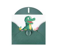 YYHWHJDE Dark Green Greeting Card Little crocodile on the flower boat Pattern for Christmas, Children's Birthday, Valentine's Day, and Party Invitation