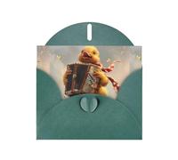 YYHWHJDE Dark Green Greeting Card Little duck playing the organ Pattern for Christmas, Children's Birthday, Valentine's Day, and Party Invitation