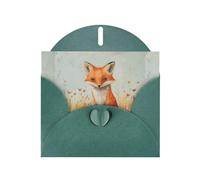 YYHWHJDE Dark Green Greeting Card Little fox in the field Pattern for Christmas, Children's Birthday, Valentine's Day, and Party Invitation