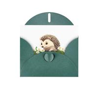 YYHWHJDE Dark Green Greeting Card Little hedgehog picking daisies Pattern for Festive Birthday Party Invitation
