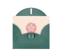 YYHWHJDE Dark Green Greeting Card Little pink cherry blossoms Pattern for Festive Birthday Party Invitation