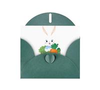 YYHWHJDE Dark Green Greeting Card Little white rabbit in the carrot basket Pattern for Festive Birthday Party Invitation