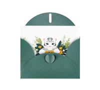 YYHWHJDE Dark Green Greeting Card Little white tiger in the bouquet Pattern for Christmas, Children's Birthday, Valentine's Day, and Party Invitation