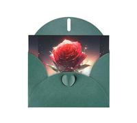YYHWHJDE Dark Green Greeting Card Lonely Rose on the Planet Pattern for Festive Birthday Party Invitation