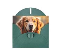 YYHWHJDE Dark Green Greeting Card Lovely Golden Retriever Dog Pattern for Christmas, Children's Birthday, Valentine's Day, and Party Invitation