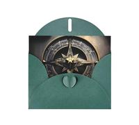 YYHWHJDE Dark Green Greeting Card Magical Design Norse Runes Compass Prints for Christmas, Children's Birthday, Valentine's Day, and Party Invitation
