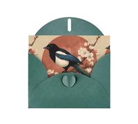 YYHWHJDE Dark Green Greeting Card Magpies on plum blossoms Pattern for Christmas, Children's Birthday, Valentine's Day, and Party Invitation