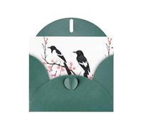 YYHWHJDE Dark Green Greeting Card Magpies on plum blossoms Pattern for Festive Birthday Party Invitation