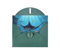 YYHWHJDE Dark Green Greeting Card Manta Ray and Fish Pattern for Christmas, Children's Birthday, Valentine's Day, and Party Invitation