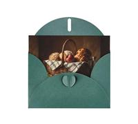 YYHWHJDE Dark Green Greeting Card Meals In A Basket Pattern Perfect for Valentine's Day, Wedding Anniversary & Party Invitations