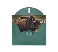 YYHWHJDE Dark Green Greeting Card Mighty Highland Yak Pattern for Christmas, Children's Birthday, Valentine's Day, and Party Invitation