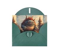 YYHWHJDE Dark Green Greeting Card Monster On The Stone Pier Pattern Perfect for Valentine's Day, Wedding Anniversary & Party Invitations