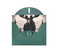 YYHWHJDE Dark Green Greeting Card Moose Bear Deer Prints for Christmas, Children's Birthday, Valentine's Day, and Party Invitation