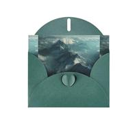 YYHWHJDE Dark Green Greeting Card Mountains in the clouds Pattern for Christmas, Children's Birthday, Valentine's Day, and Party Invitation