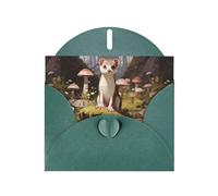 YYHWHJDE Dark Green Greeting Card Mushroom picking weasel Pattern Perfect for Valentine's Day, Wedding Anniversary & Party Invitations