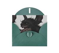 YYHWHJDE Dark Green Greeting Card Mutant Bat Pattern for Christmas, Children's Birthday, Valentine's Day, and Party Invitation