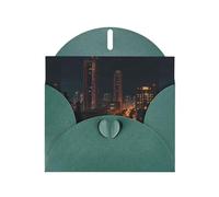 YYHWHJDE Dark Green Greeting Card Night view of the city Pattern for Festive Birthday Party Invitation