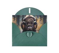 YYHWHJDE Dark Green Greeting Card North American bison Pattern Perfect for Valentine's Day, Wedding Anniversary & Party Invitations