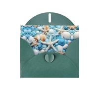 YYHWHJDE Dark Green Greeting Card Ocean Sea Beach Seashells Starfish Blue Pattern for Christmas, Children's Birthday, Valentine's Day, and Party Invitation
