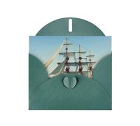 YYHWHJDE Dark Green Greeting Card old sailing ship Pattern Perfect for Valentine's Day, Wedding Anniversary & Party Invitations