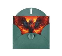 YYHWHJDE Dark Green Greeting Card Orange Red Phoenix Prints for Christmas, Children's Birthday, Valentine's Day, and Party Invitation