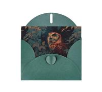 YYHWHJDE Dark Green Greeting Card Owl In The Forest Pattern Perfect for Valentine's Day, Wedding Anniversary & Party Invitations
