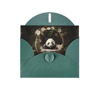 YYHWHJDE Dark Green Greeting Card Panda in the cradle Pattern for Christmas, Children's Birthday, Valentine's Day, and Party Invitation