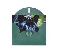 YYHWHJDE Dark Green Greeting Card Panther With Blue Eyes Pattern for Christmas, Children's Birthday, Valentine's Day, and Party Invitation