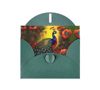YYHWHJDE Dark Green Greeting Card Peacock flowers Pattern for Christmas, Children's Birthday, Valentine's Day, and Party Invitation