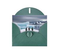 YYHWHJDE Dark Green Greeting Card Penguins On The Iceberg Pattern for Festive Birthday Party Invitation