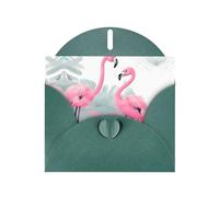 YYHWHJDE Dark Green Greeting Card Pink Flamingo Prints for Christmas, Children's Birthday, Valentine's Day, and Party Invitation
