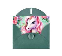 YYHWHJDE Dark Green Greeting Card Pink Unicorn Prints for Christmas, Children's Birthday, Valentine's Day, and Party Invitation