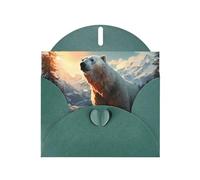 YYHWHJDE Dark Green Greeting Card Polar bear in winter Prints for Christmas, Children's Birthday, Valentine's Day, and Party Invitation