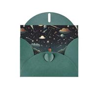 YYHWHJDE Dark Green Greeting Card Praying under the starry sky Pattern for Christmas, Children's Birthday, Valentine's Day, and Party Invitation
