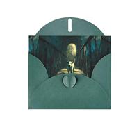 YYHWHJDE Dark Green Greeting Card Puppy On The Bridge Pattern Perfect for Valentine's Day, Wedding Anniversary & Party Invitations