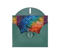 YYHWHJDE Dark Green Greeting Card Rainbow Fragments Fish Scales Pattern Perfect for Valentine's Day, Wedding Anniversary & Party Invitations