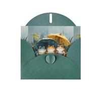 YYHWHJDE Dark Green Greeting Card Rainy Season Frogs Pattern Perfect for Valentine's Day, Wedding Anniversary & Party Invitations