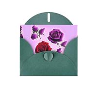 YYHWHJDE Dark Green Greeting Card Red and purple roses Pattern for Christmas, Children's Birthday, Valentine's Day, and Party Invitation