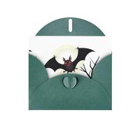 YYHWHJDE Dark Green Greeting Card Red-eyed bat in the treetops Pattern for Christmas, Children's Birthday, Valentine's Day, and Party Invitation