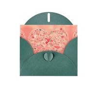 YYHWHJDE Dark Green Greeting Card Red Heart Flowers Pattern for Festive Birthday Party Invitation
