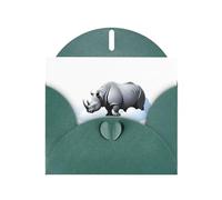 YYHWHJDE Dark Green Greeting Card Rhino in the clouds Pattern for Festive Birthday Party Invitation
