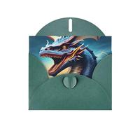 YYHWHJDE Dark Green Greeting Card Roaring Dragon Prints for Christmas, Children's Birthday, Valentine's Day, and Party Invitation