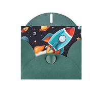 YYHWHJDE Dark Green Greeting Card rocket clipart space ship Prints for Christmas, Children's Birthday, Valentine's Day, and Party Invitation