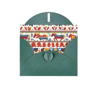 YYHWHJDE Dark Green Greeting Card Runner Swedish Dala Horse Folk Prints for Christmas, Children's Birthday, Valentine's Day, and Party Invitation