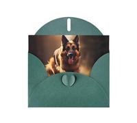 YYHWHJDE Dark Green Greeting Card Running german shepherd dog Pattern for Festive Birthday Party Invitation